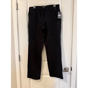 DKNY‎ Womens Black Straight Leg Stretch Trousers Work Pants UG2P6794 Size 8 NWT